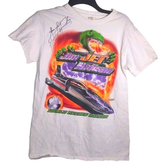 Jim Jet Neilson Signed Autograph T-Shirt Jet Car Racing World Record Hol… - Picture 1 of 4
